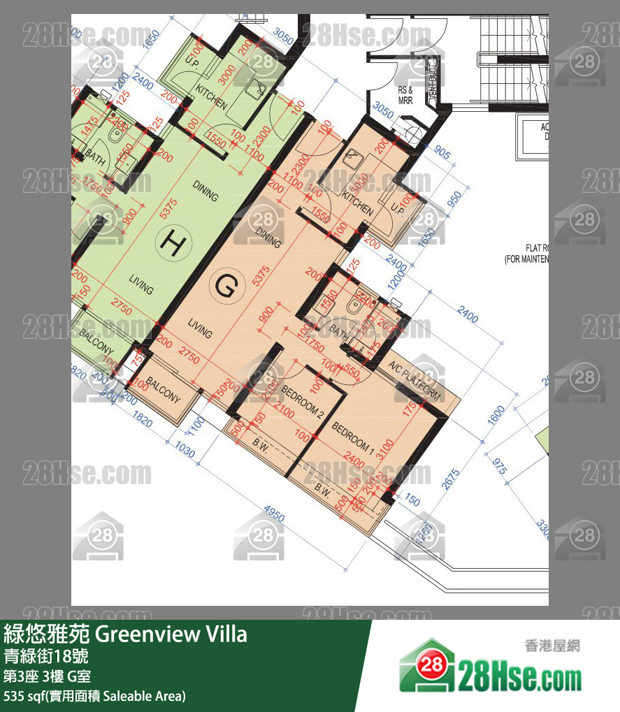 綠悠雅苑 第3座3樓 G室 平面圖