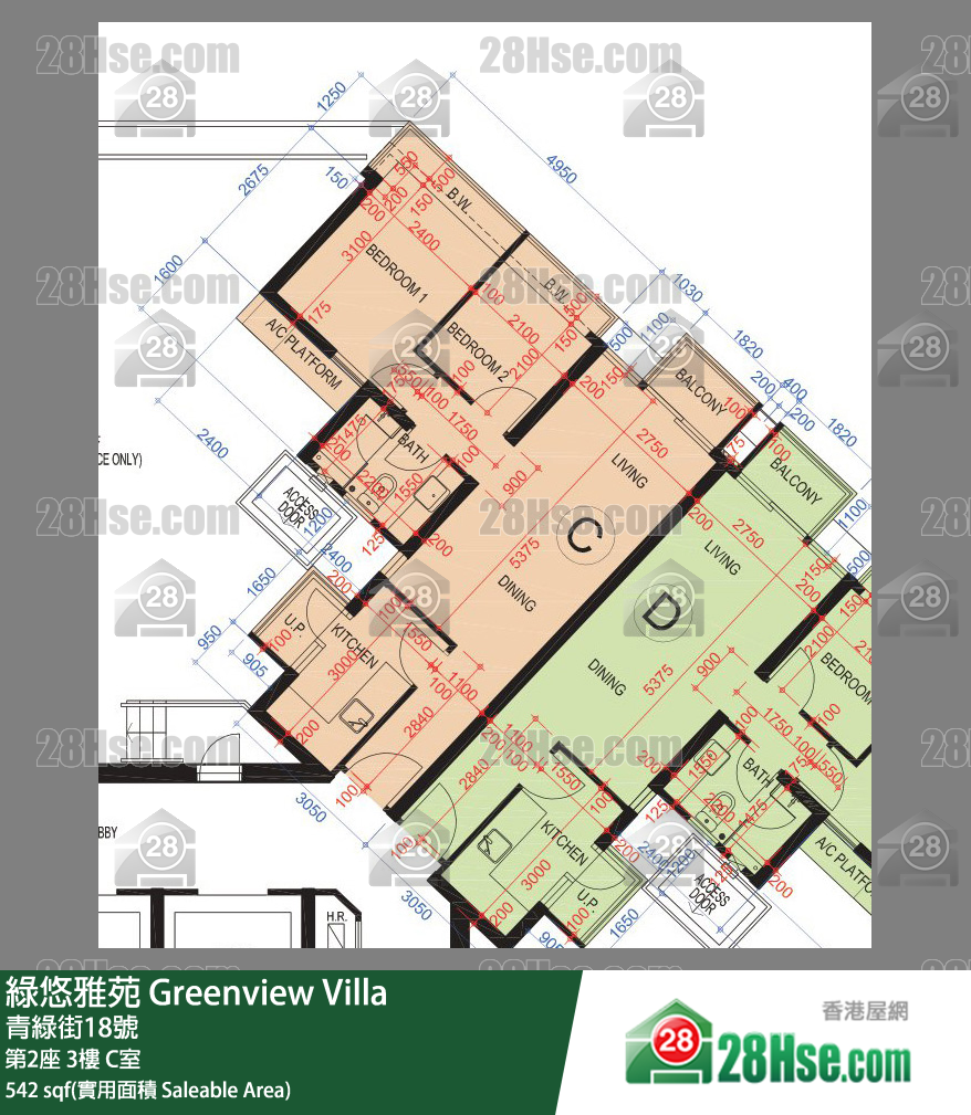 綠悠雅苑 第2座 3樓 C室 平面圖