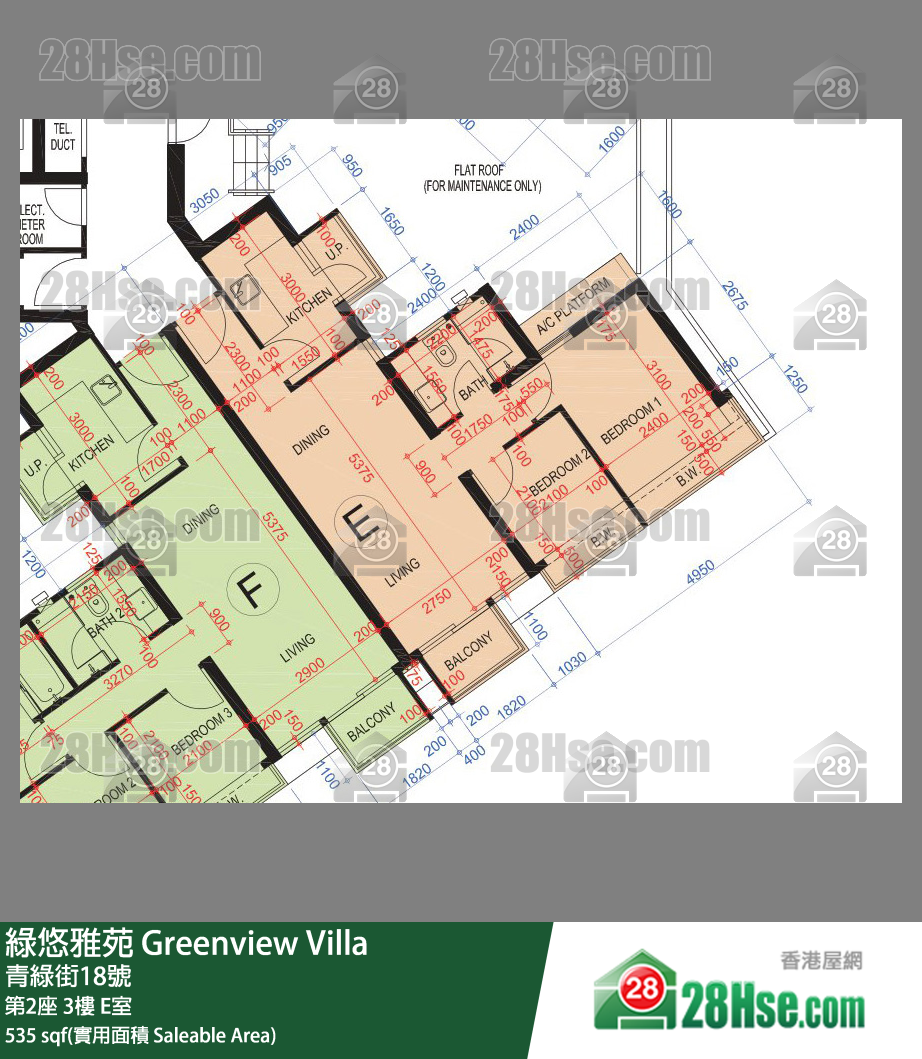 綠悠雅苑 第2座3樓 E室 平面圖