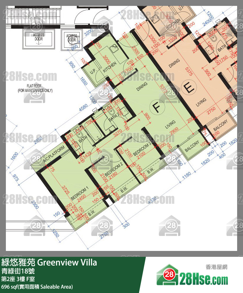 綠悠雅苑 第2座3樓 F室 平面圖