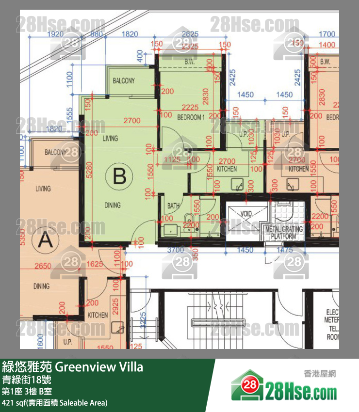 綠悠雅苑 第1座3樓 B室 平面圖