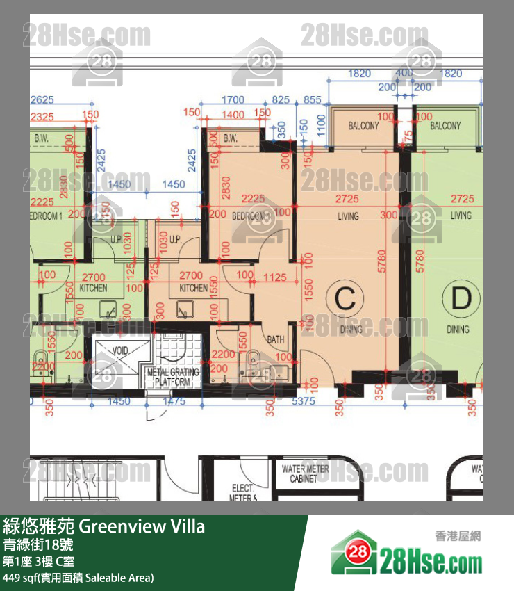 綠悠雅苑 第1座3樓 C室 平面圖