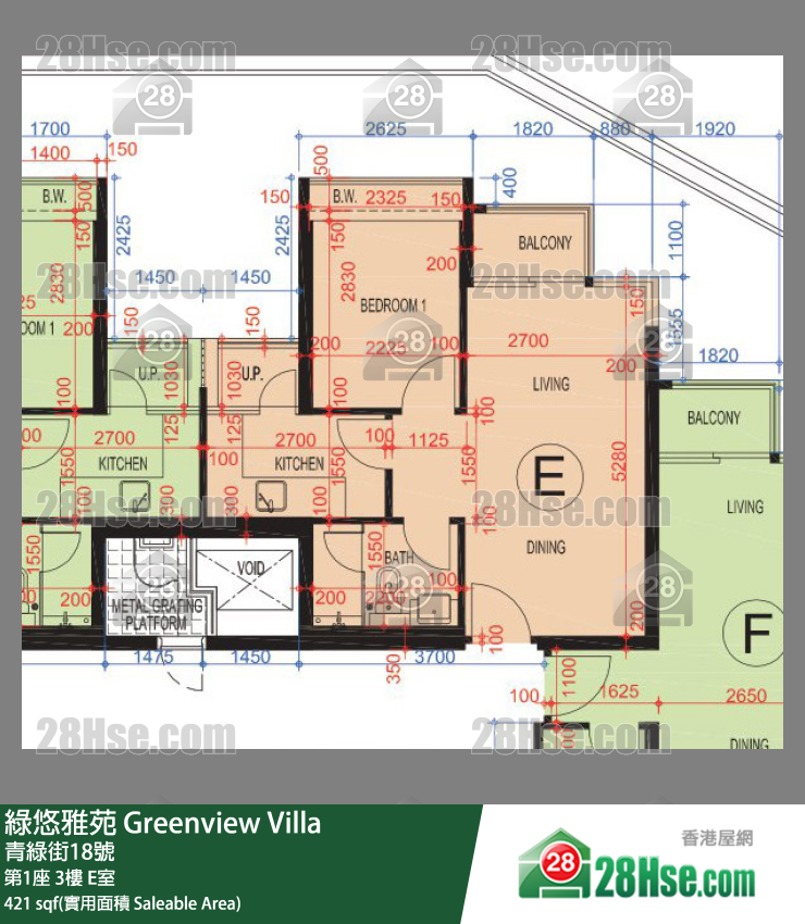 綠悠雅苑 第1座3樓 E室 平面圖