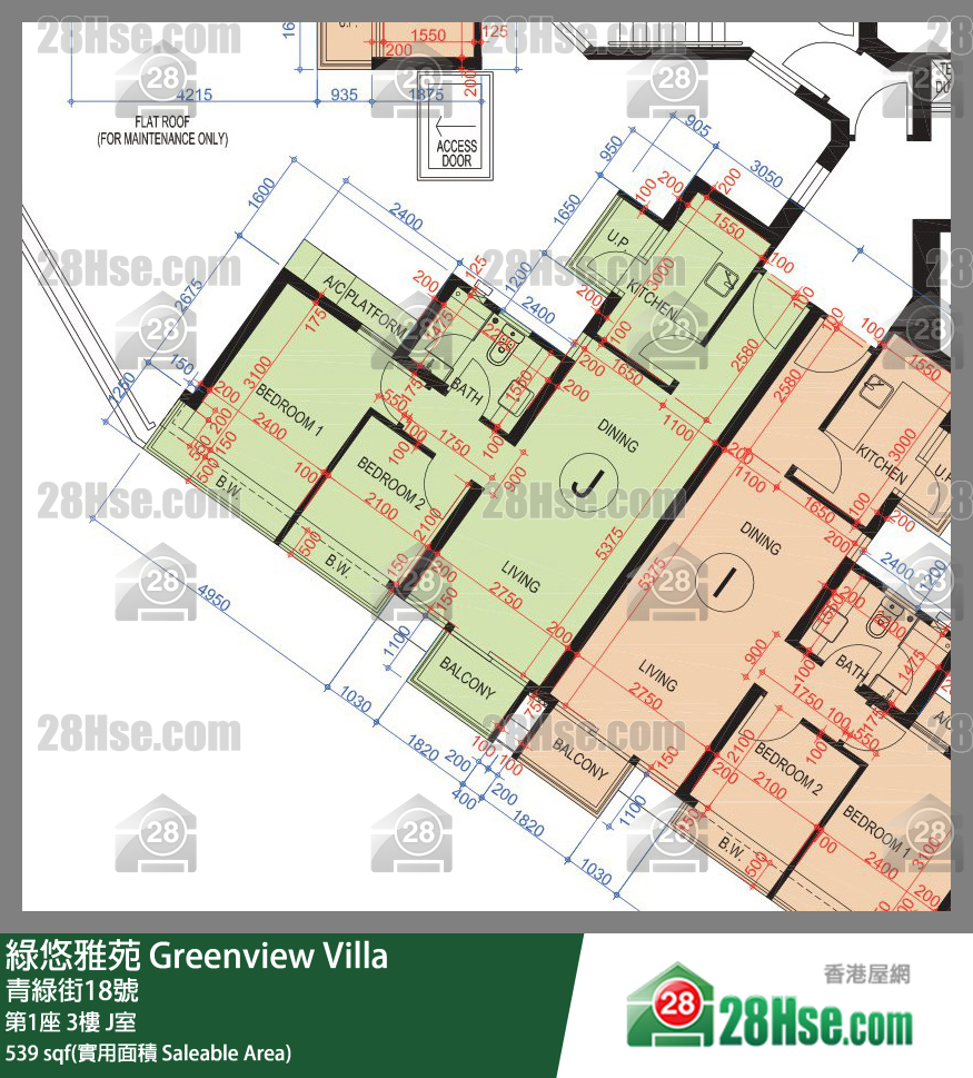 綠悠雅苑 第1座3樓 J室 平面圖