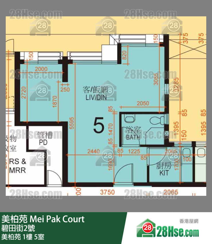 美柏苑 美柏苑1楼 5室 平面图