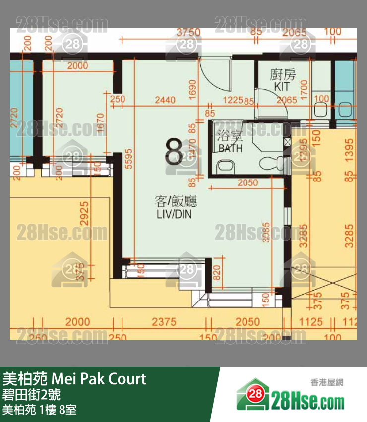 美柏苑 美柏苑1楼 8室 平面图