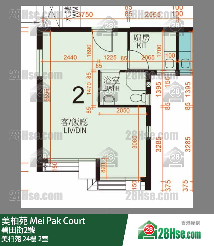 美柏苑 美柏苑24楼 2室 平面图