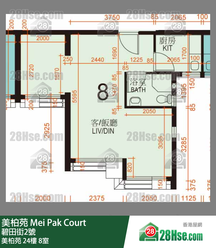 美柏苑 美柏苑24楼 8室 平面图