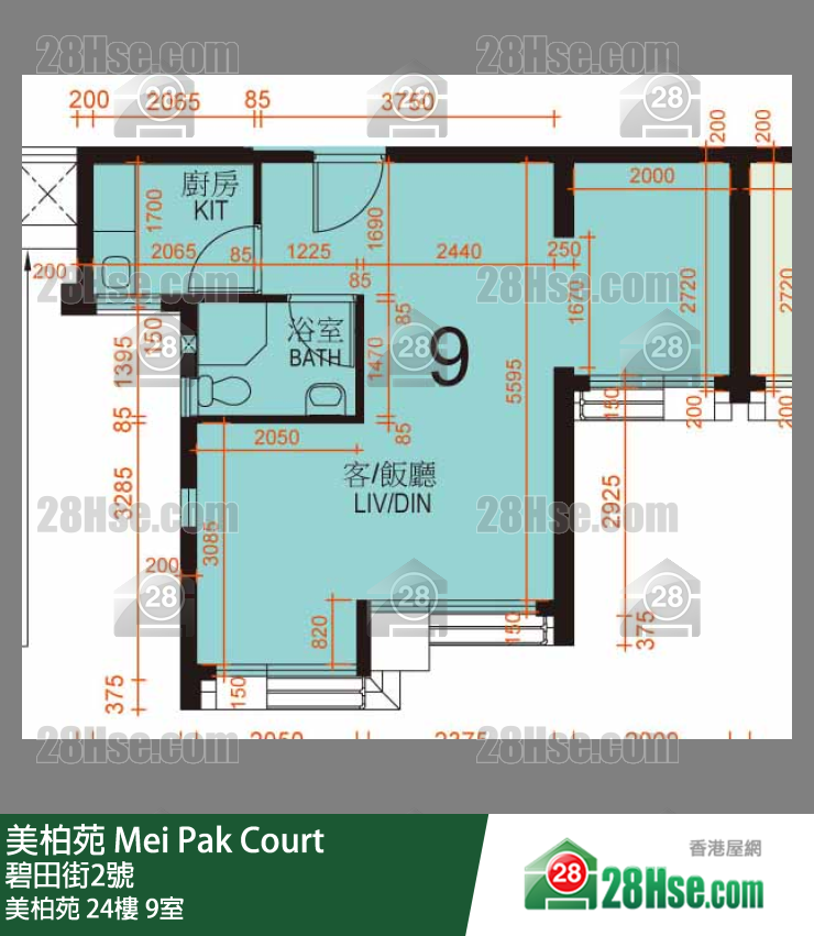 美柏苑 美柏苑24楼 9室 平面图