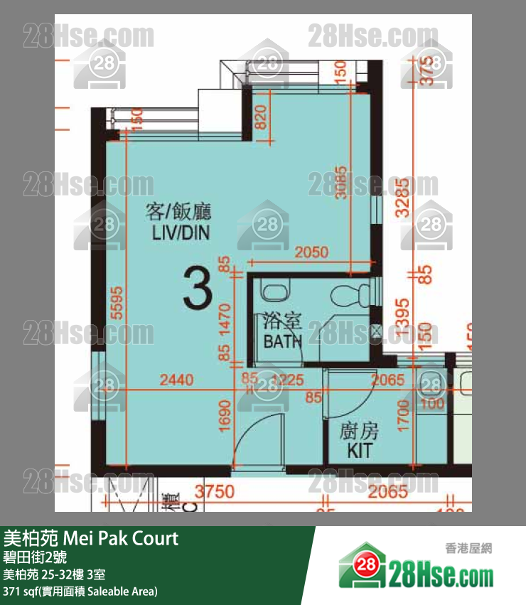 美柏苑 美柏苑25楼 3室 平面图