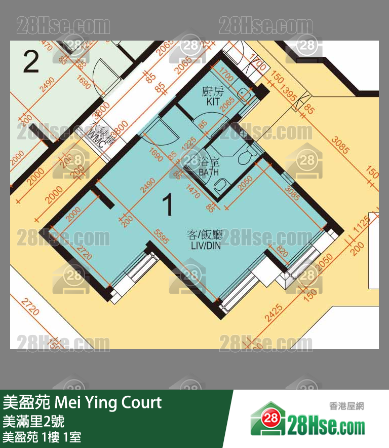 美盈苑 美盈苑1樓 1室 平面圖