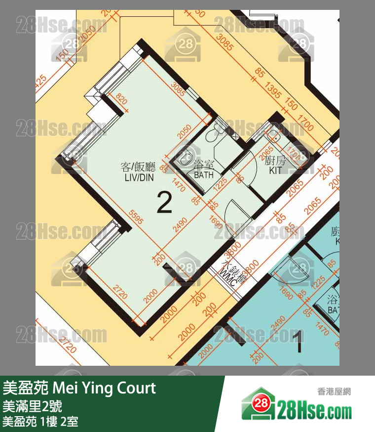 美盈苑 美盈苑1樓 2室 平面圖