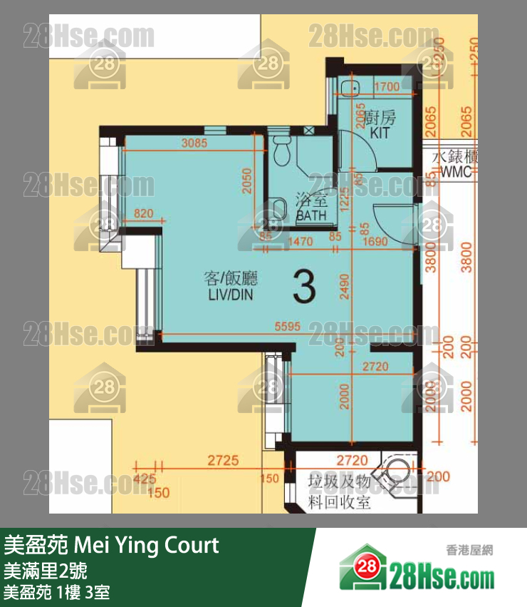 美盈苑 美盈苑1樓 3室 平面圖