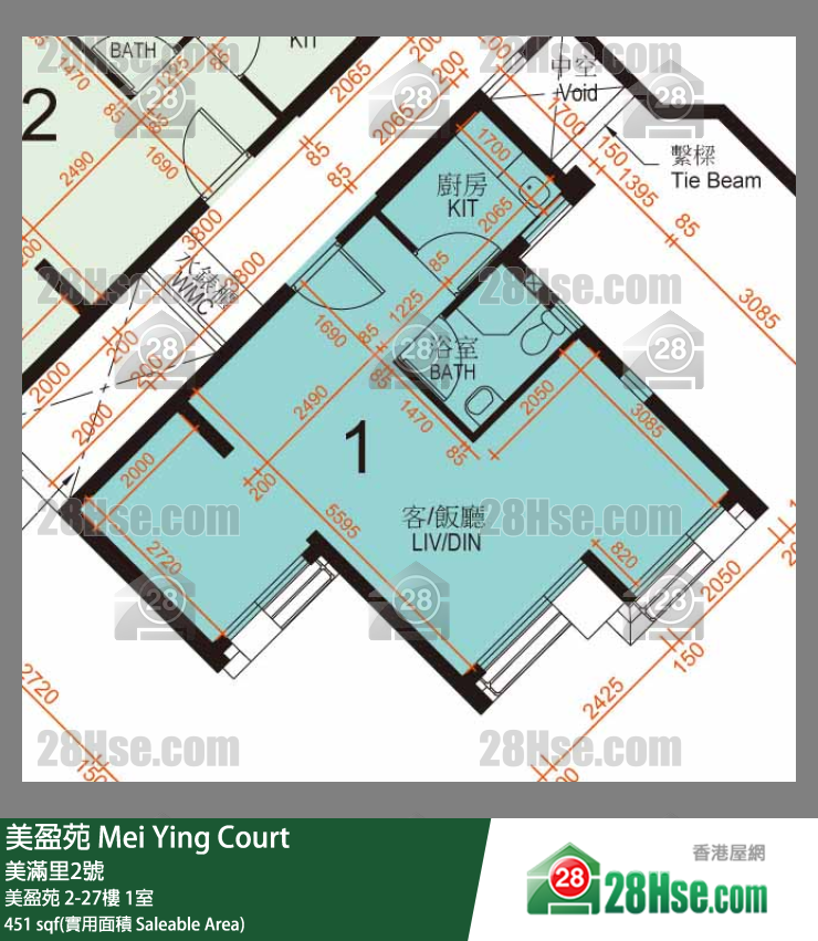 美盈苑 美盈苑 14樓 1室 平面圖