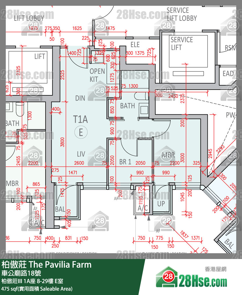 柏傲莊 柏傲莊III 1A座 22樓 E室 平面圖