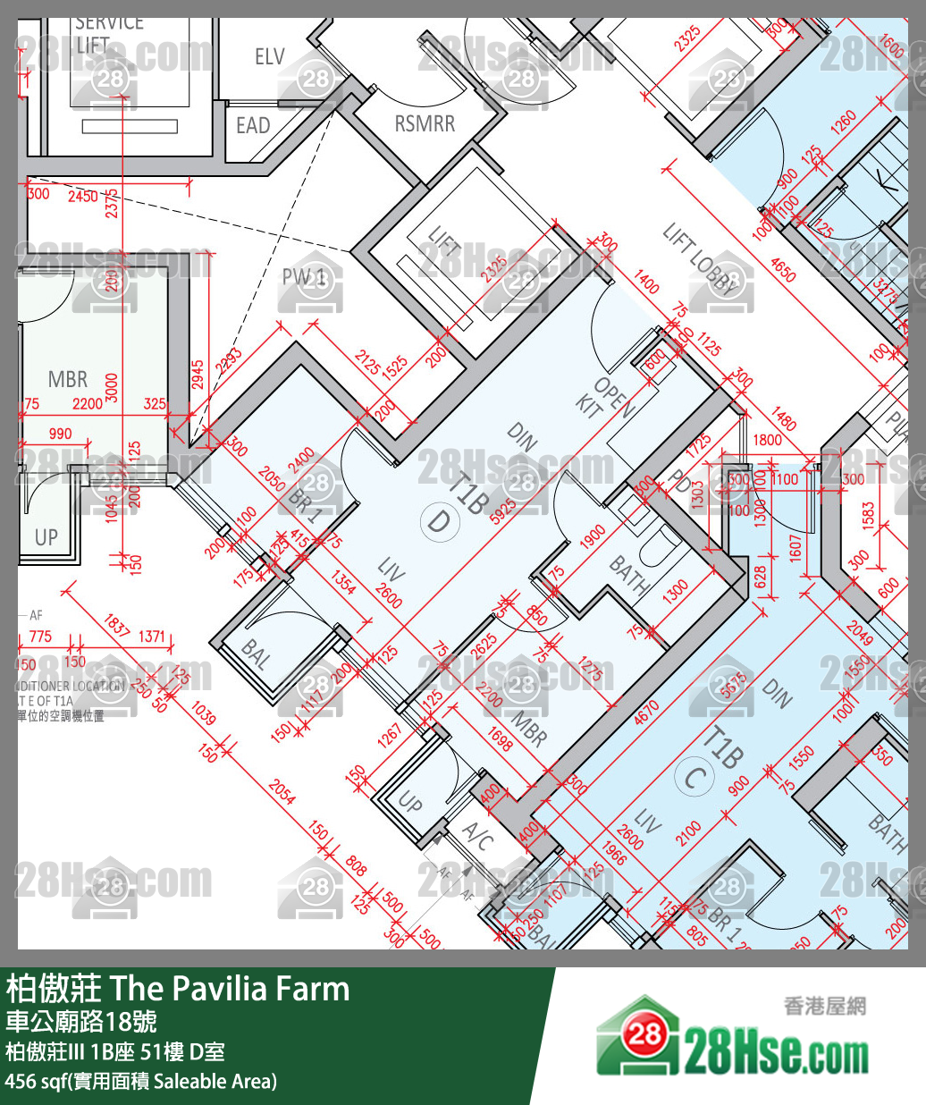 柏傲莊 柏傲莊III 1B座 51樓 D室 平面圖