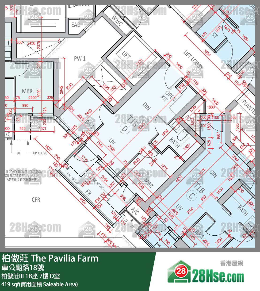 柏傲莊 柏傲莊III 1B座 7樓 D室 平面圖