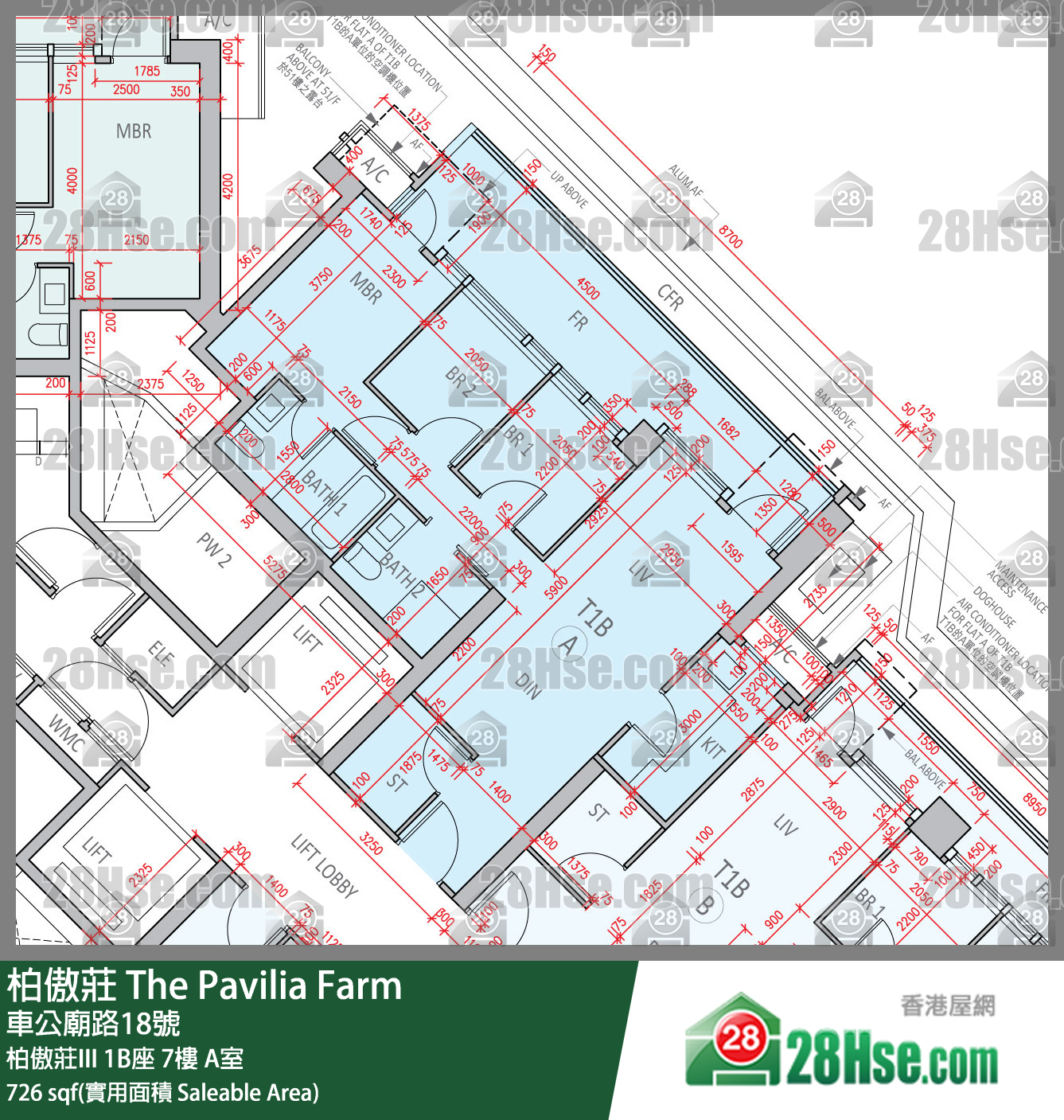 柏傲莊 柏傲莊III 1B座 7樓 A室 平面圖