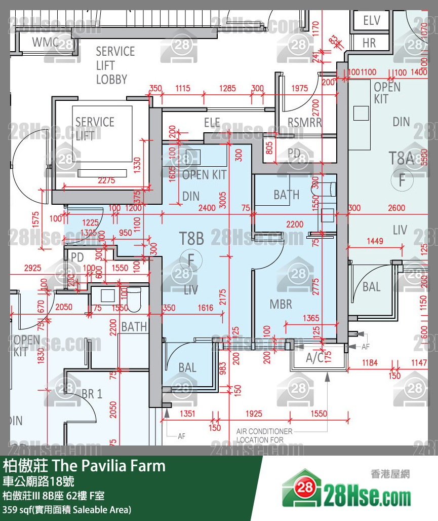 柏傲莊 柏傲莊III 8B座 62樓 F室 平面圖