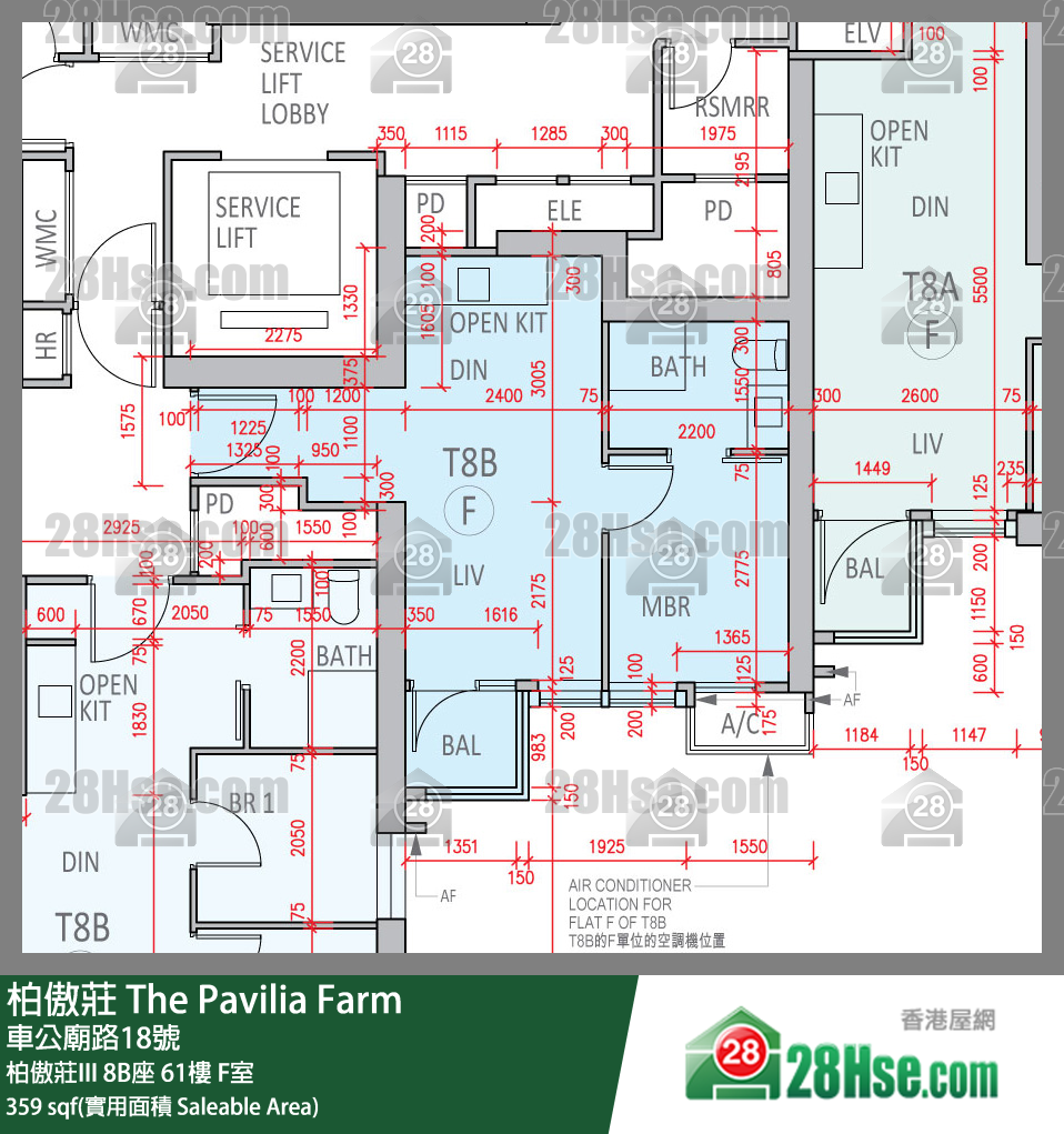 柏傲莊 柏傲莊III 8B座 61樓 F室 平面圖
