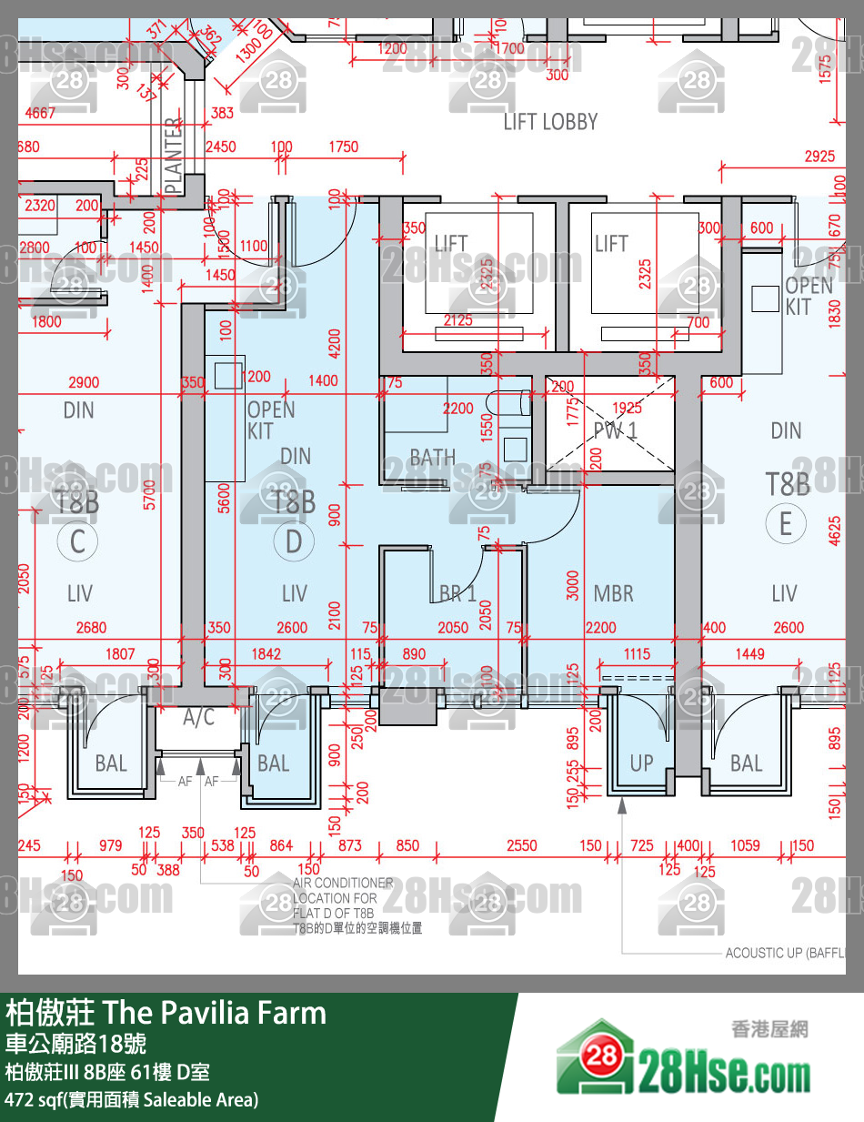 柏傲莊 柏傲莊III 8B座 61樓 D室 平面圖