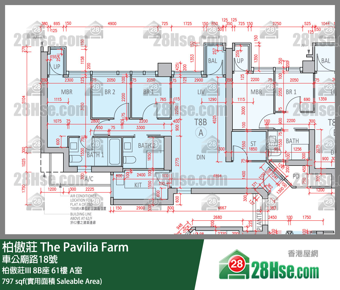 柏傲莊 柏傲莊III 8B座 61樓 A室 平面圖