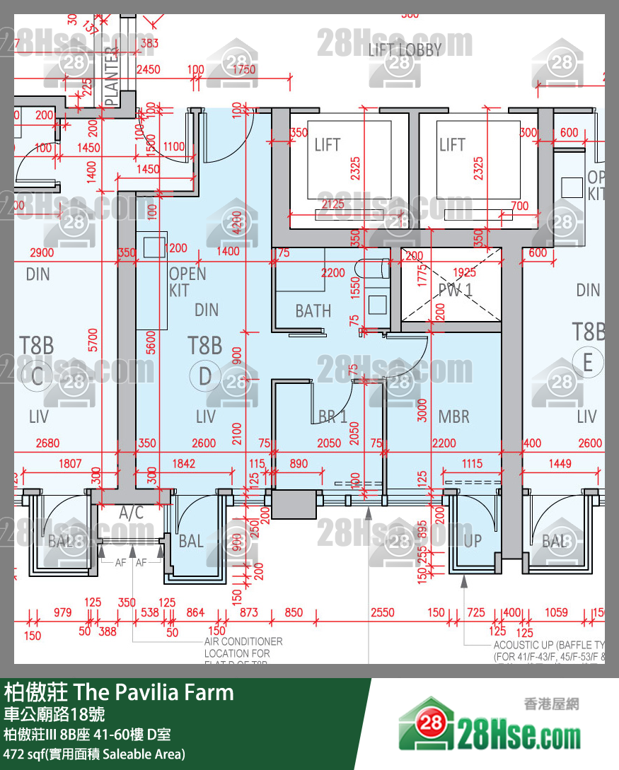 柏傲莊 柏傲莊III 8B座 42樓 D室 平面圖