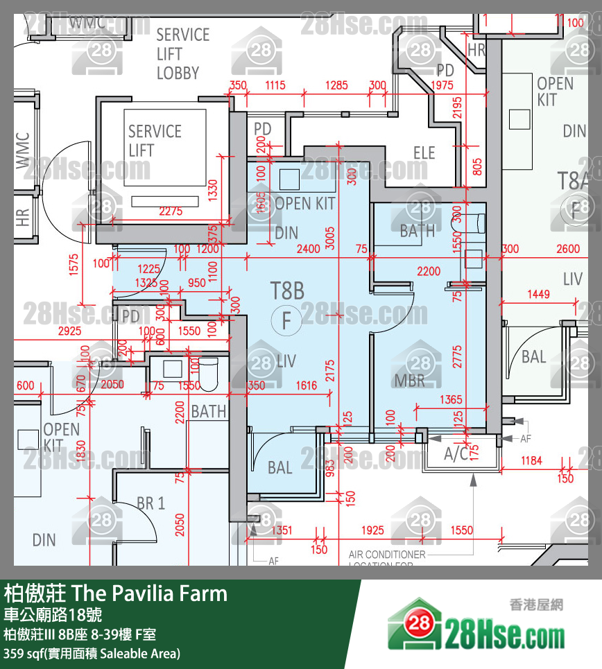 柏傲莊 柏傲莊III 8B座 22樓 F室 平面圖