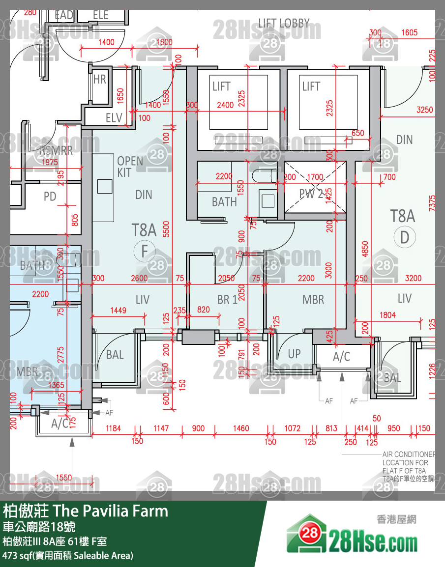 柏傲莊 柏傲莊III 8A座 61樓 F室 平面圖