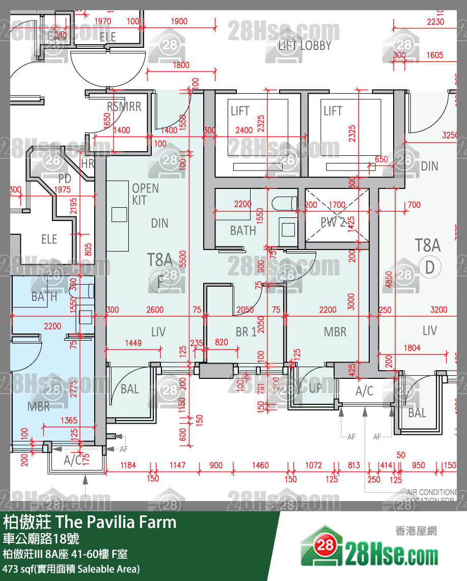 柏傲莊 柏傲莊III 8A座 43樓 F室 平面圖