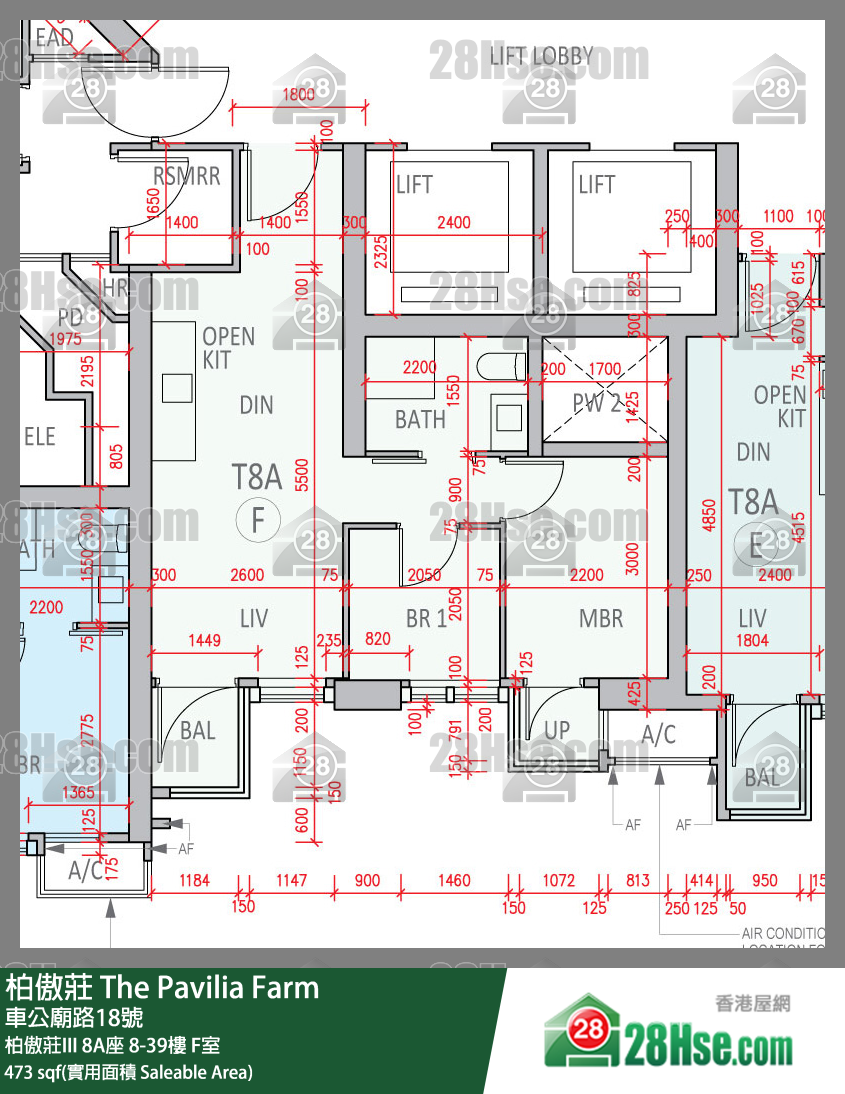 柏傲莊 柏傲莊III 8A座 36樓 F室 平面圖