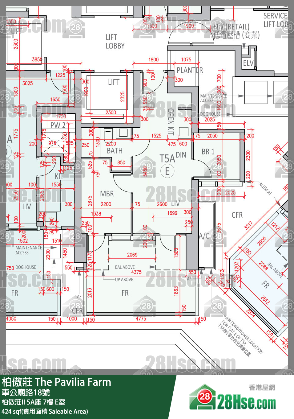 柏傲庄 单位平面图(由 28Hse 提供)