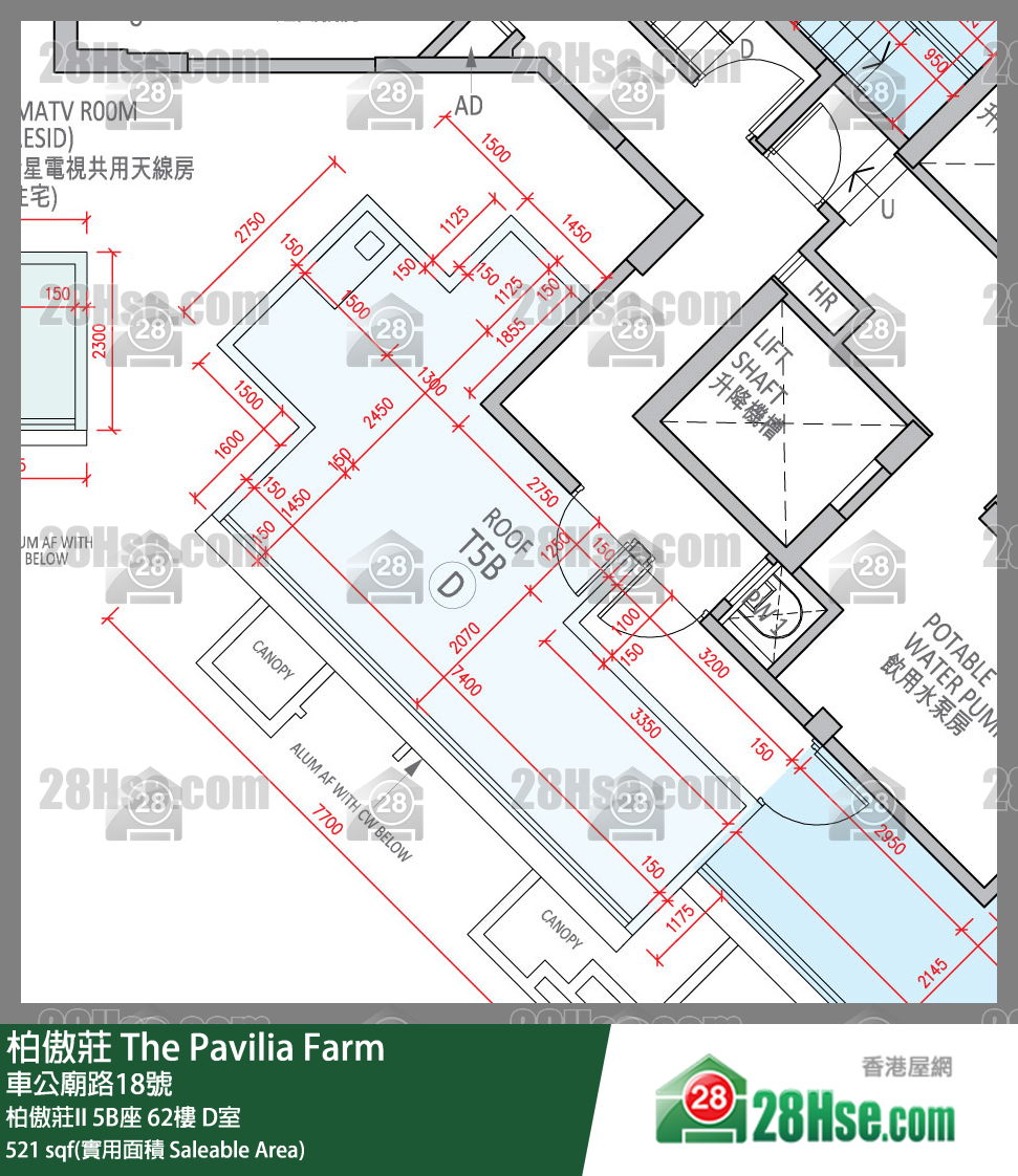 柏傲莊 柏傲莊II 5B座 62樓 D室 平面圖