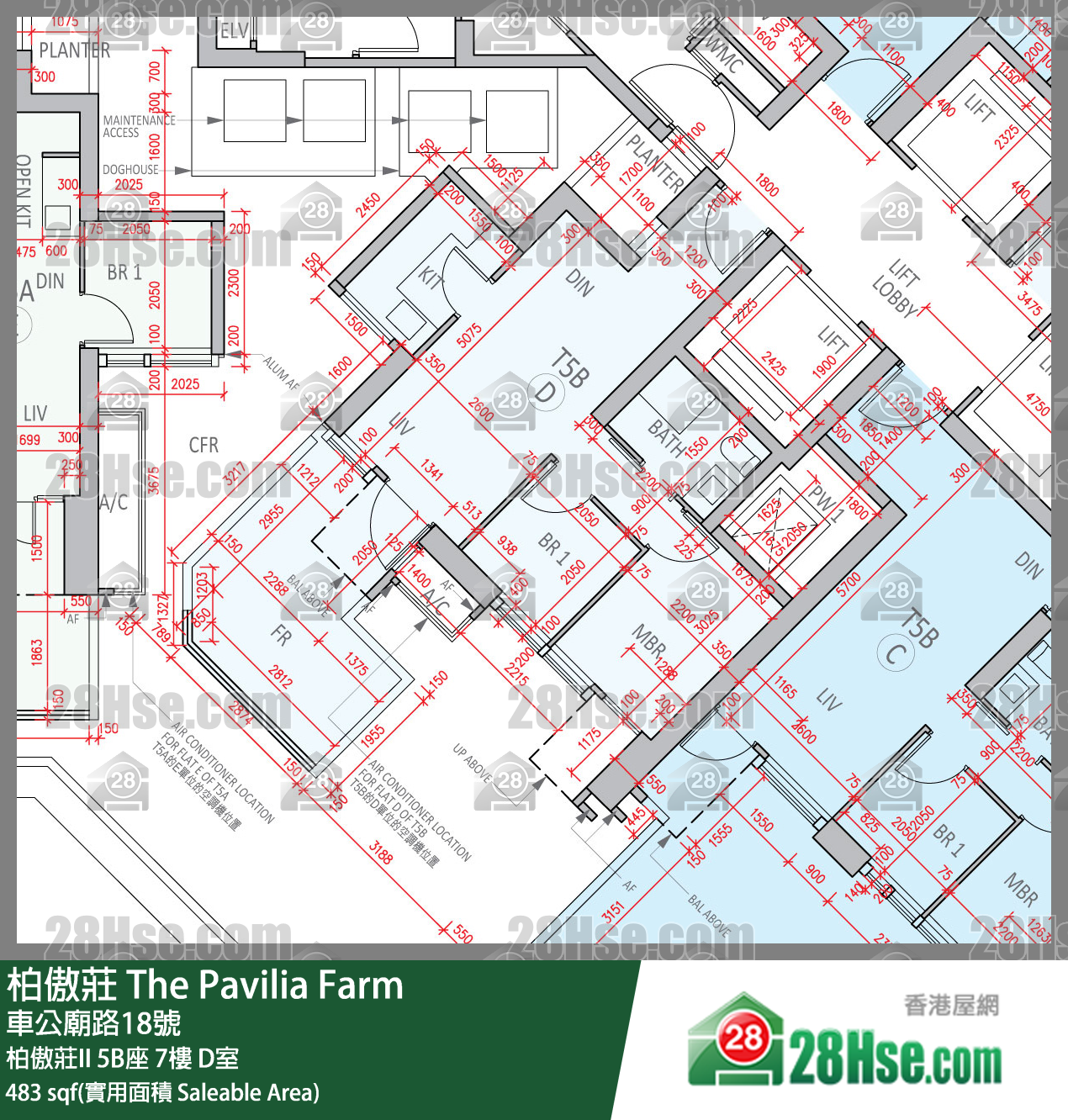 柏傲莊 柏傲莊II 5B座 7樓 D室 平面圖