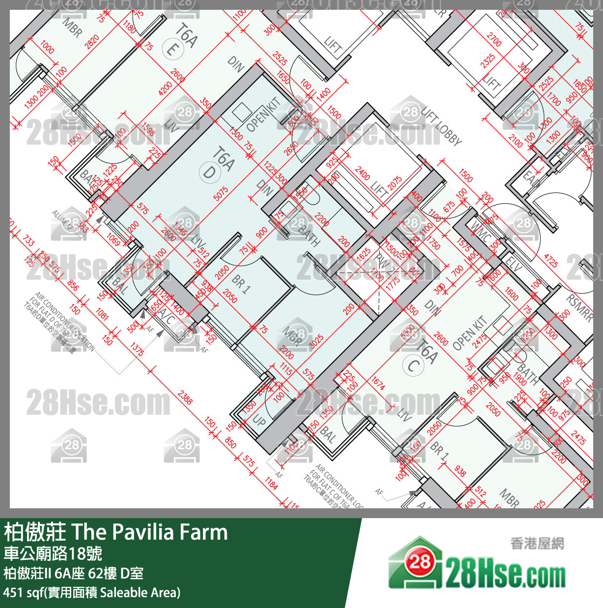 柏傲莊 柏傲莊II 6A座 62樓 D室 平面圖