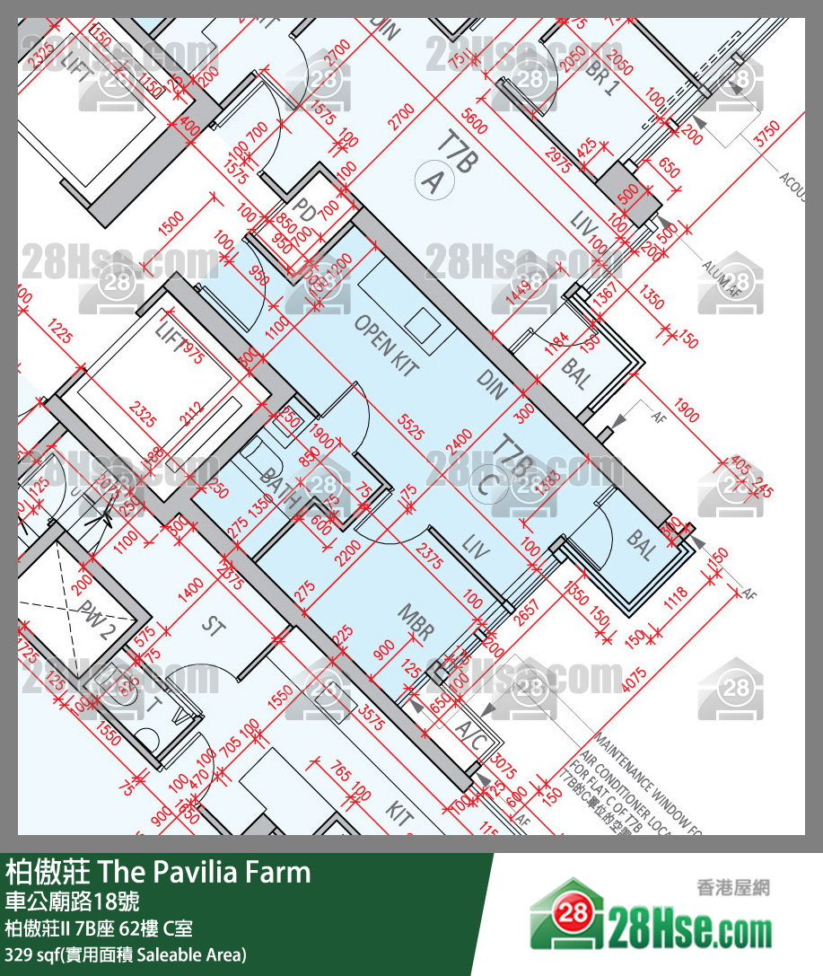柏傲莊 柏傲莊II 7B座 62樓 C室 平面圖