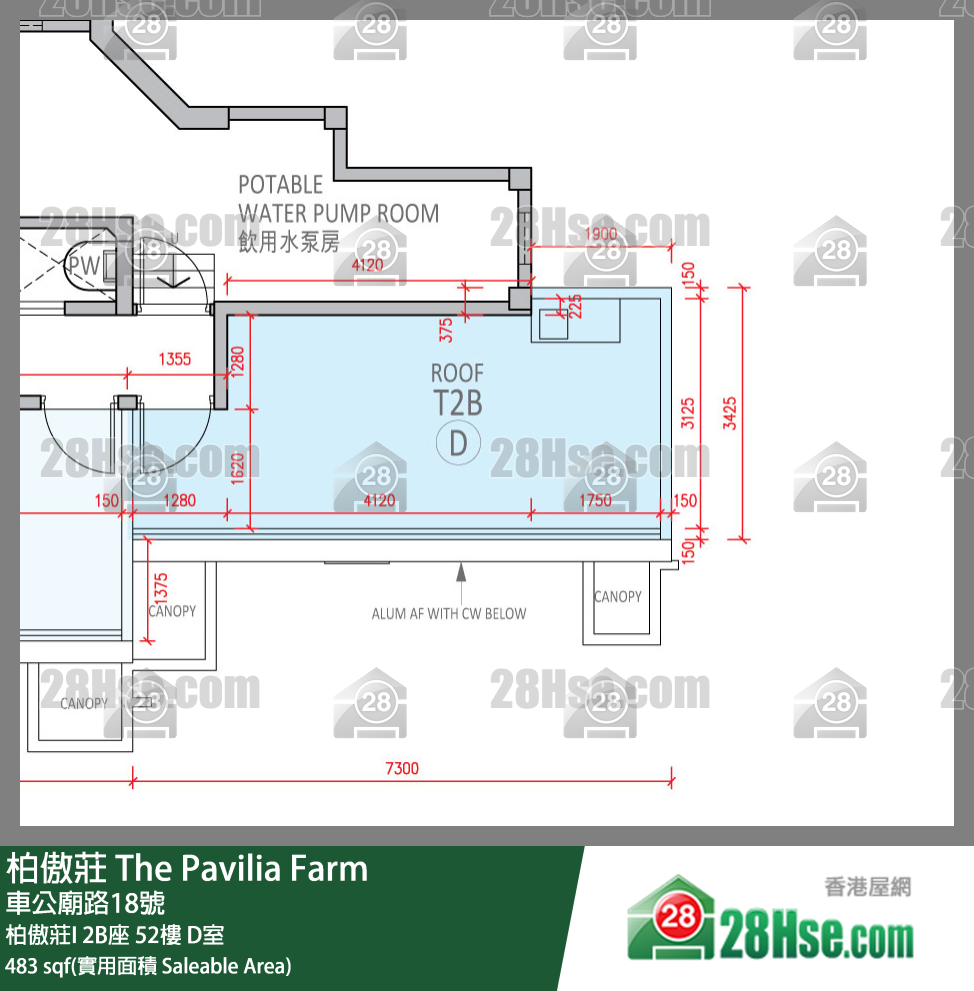 柏傲莊 柏傲莊I 2B座 52樓 D室 平面圖