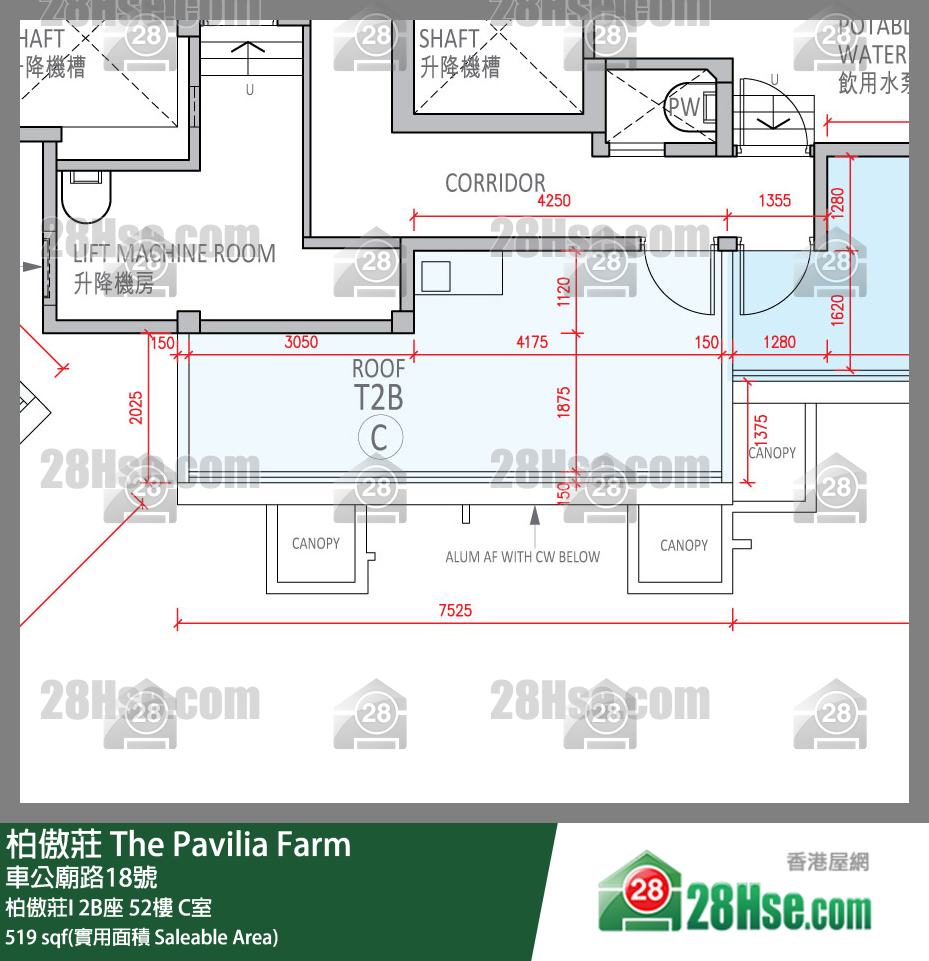 柏傲莊 柏傲莊I 2B座 52樓 C室 平面圖