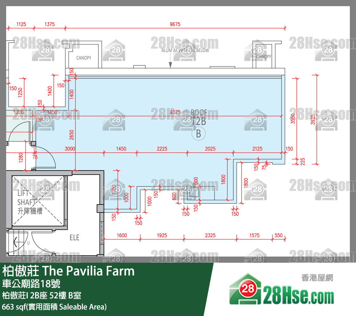 柏傲莊 柏傲莊I 2B座 52樓 B室 平面圖