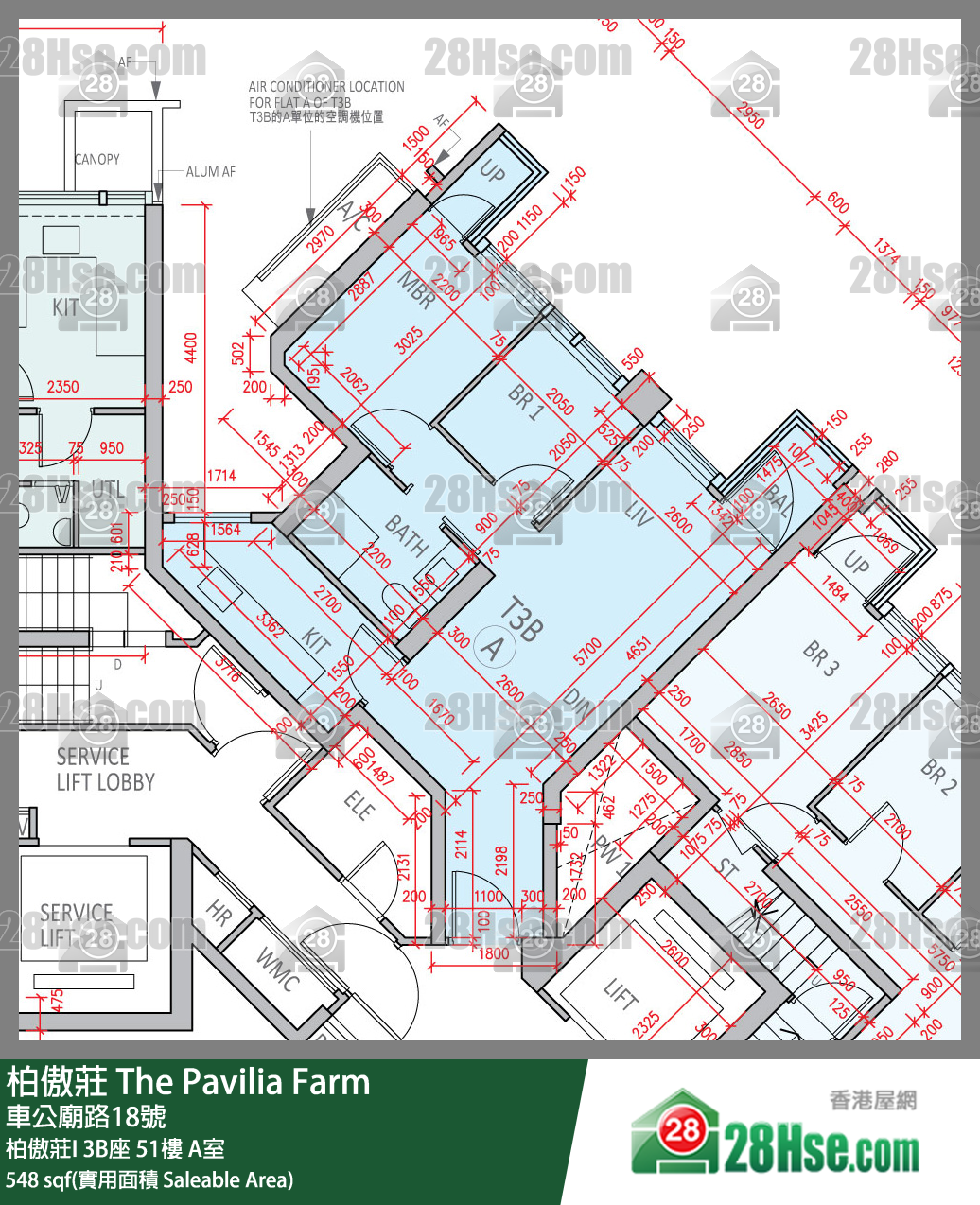 柏傲莊 柏傲莊I 3B座 51樓 A室 平面圖
