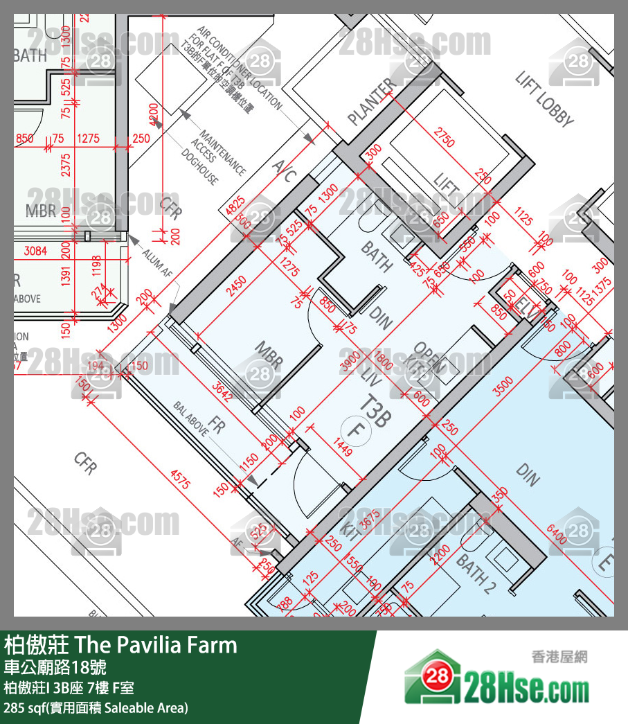 柏傲莊 柏傲莊I 3B座 7樓 F室 平面圖