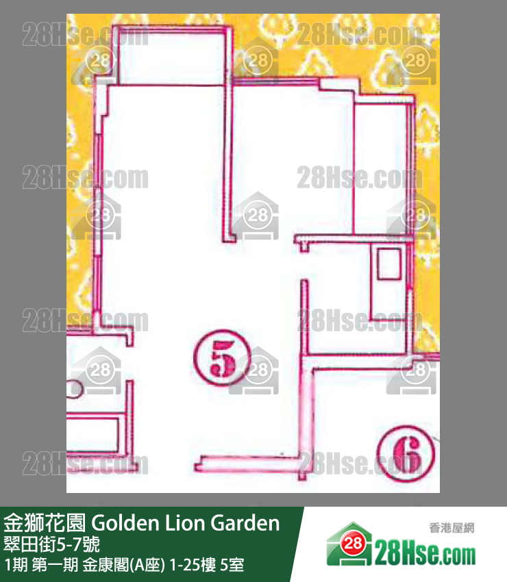 金獅花園 1期第一期 金康閣(A座)18樓 5室 平面圖