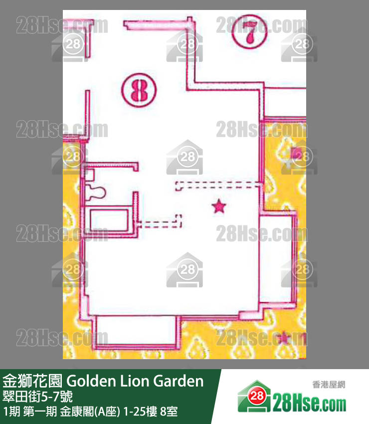 金獅花園 1期第一期 金康閣(A座)18樓 8室 平面圖