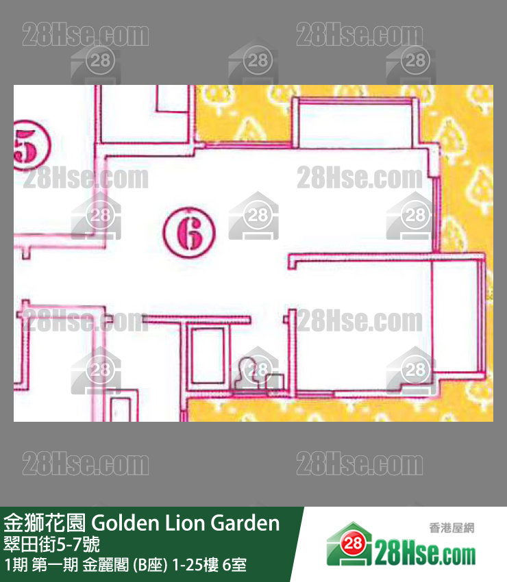 金獅花園 1期第一期 金麗閣 (B座)16樓 6室 平面圖
