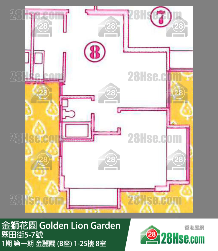金獅花園 1期第一期 金麗閣 (B座)15樓 8室 平面圖