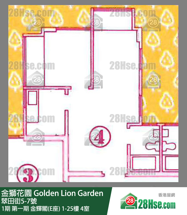金獅花園 1期第一期 金輝閣(E座)7樓 4室 平面圖