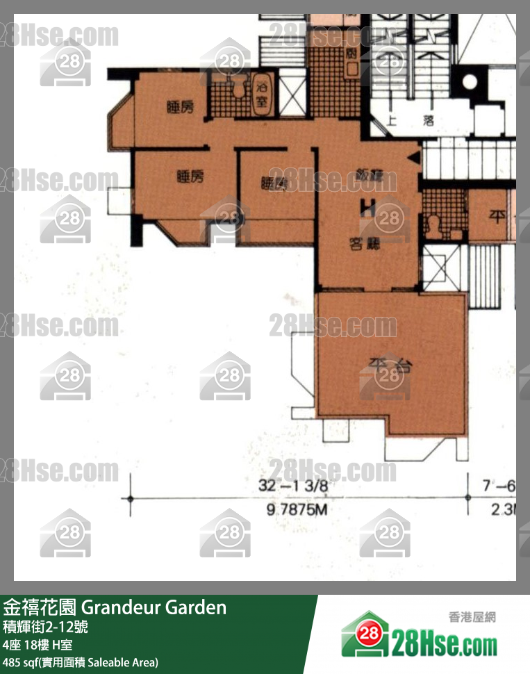 金禧花园 4座18楼 H室 平面图