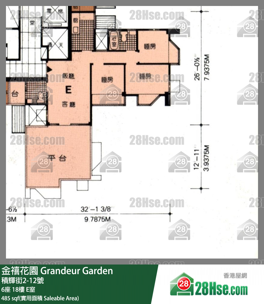 金禧花园 6座18楼 E室 平面图