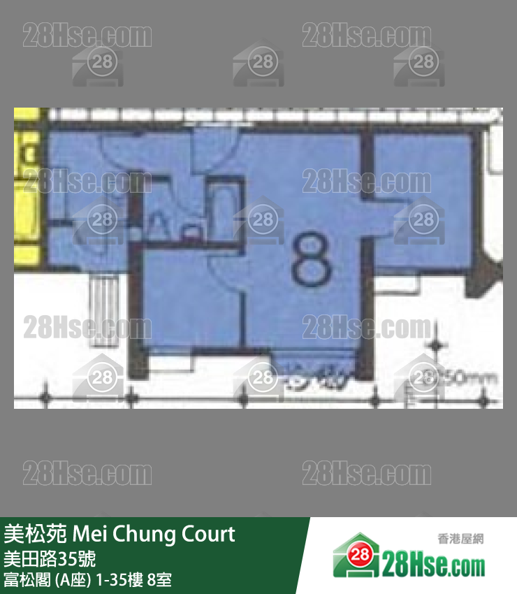 美松苑 富松閣 (A座)15樓 8室 平面圖