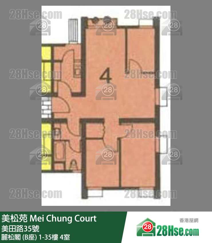 美松苑 麗松閣 (B座)15樓 4室 平面圖